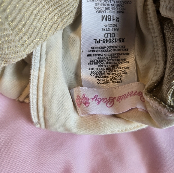 Bonnie Baby Knit and Brocade Dress,  Gold - Picture 3 of 3